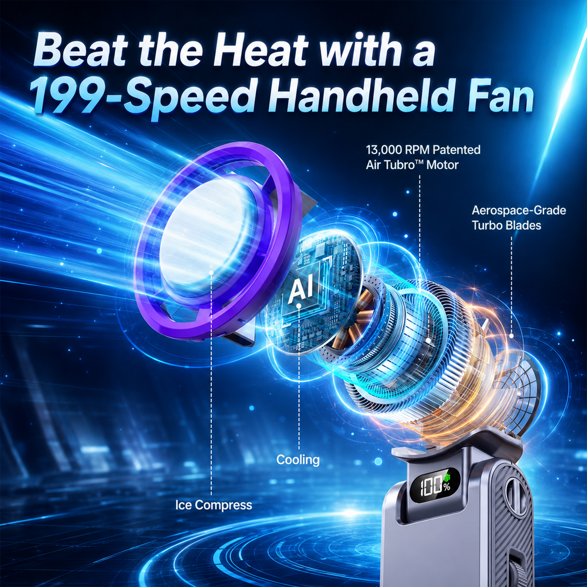 Portable High Speed Handheld Fan 199 Speed Adjustable