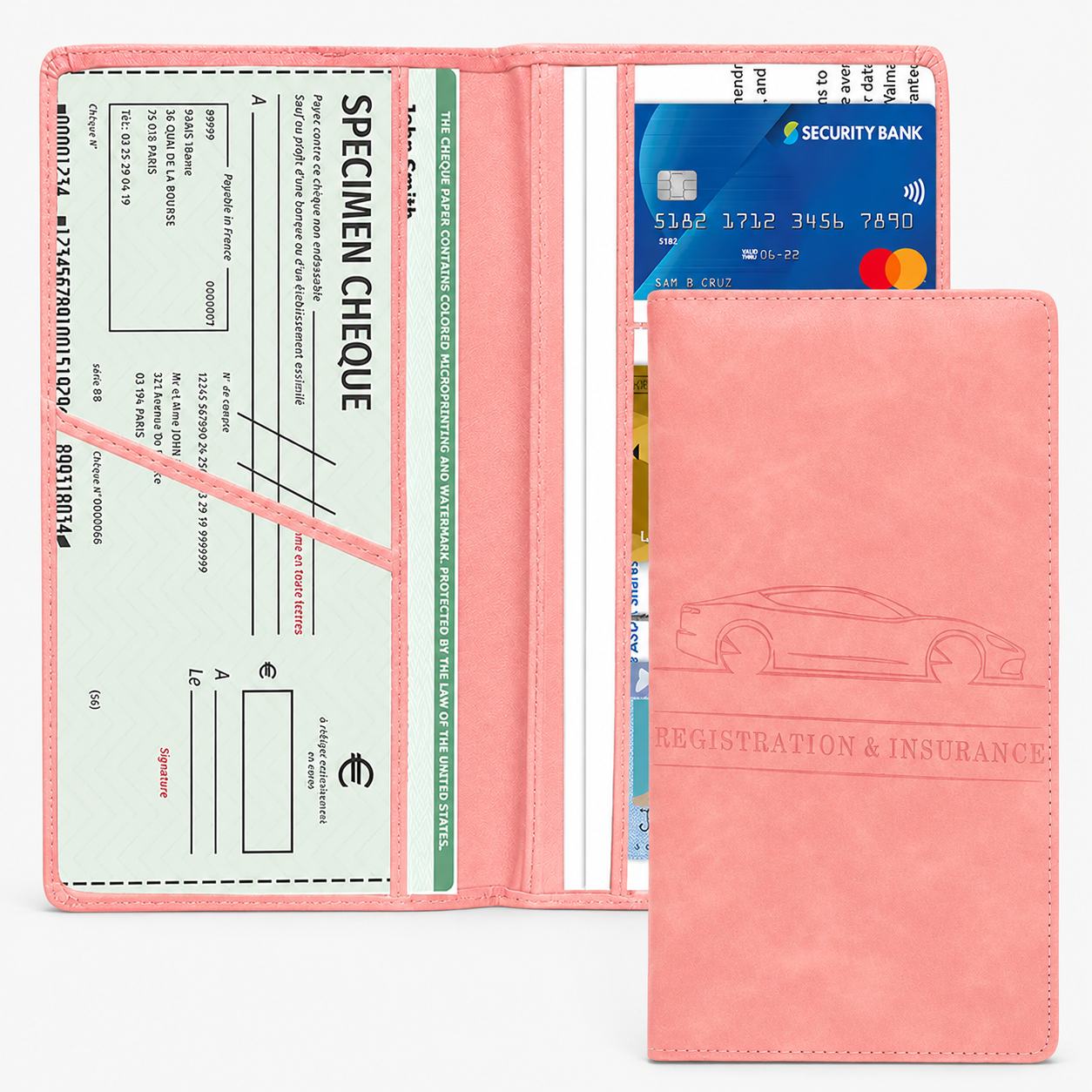 PU Car Registration Insurance Card and Driver License Document Holder