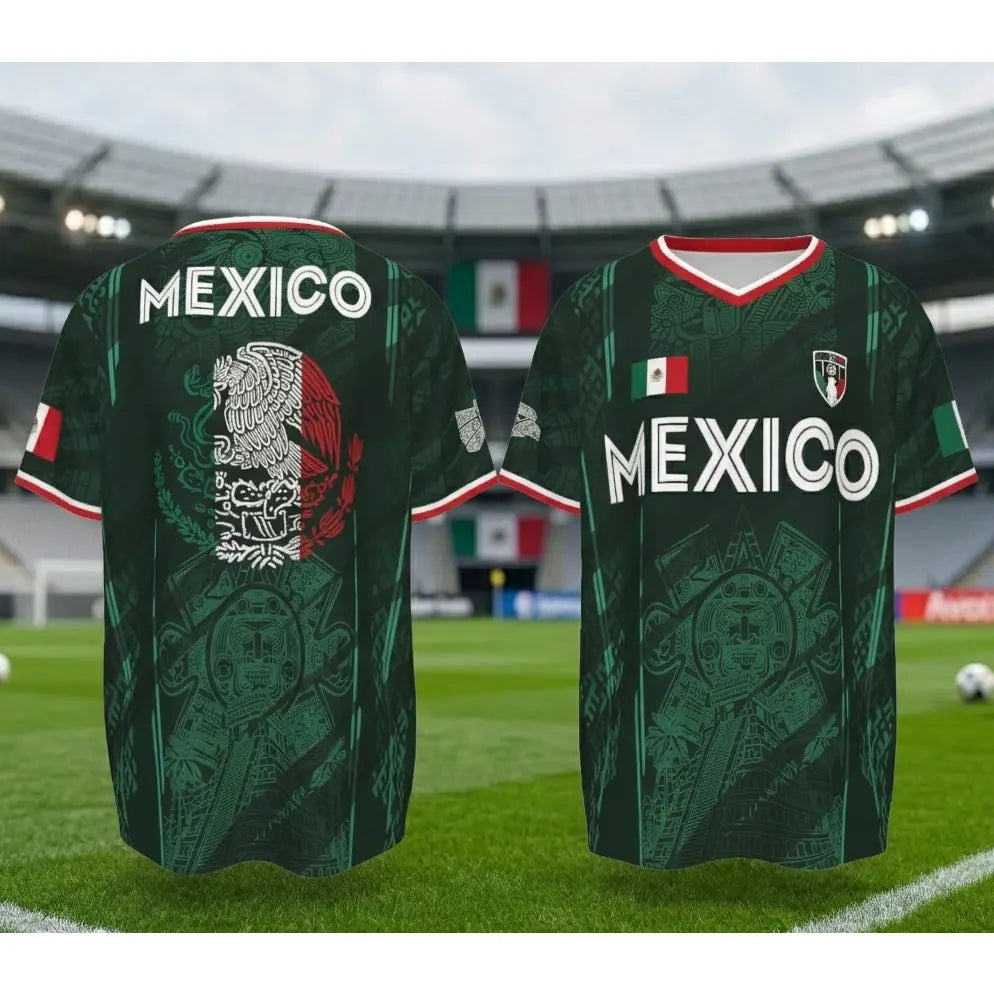 2026 Mexico Soccer Chichen Itza Graphic Retro Soccer Jersey Casual Sports Shirt