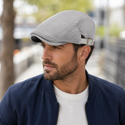 Men's Breathable Mesh Flat Cap – Adjustable Newsboy Ivy Beret Summer Hat