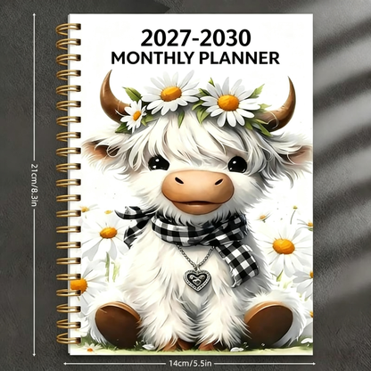 Highland Cow 4 Year Monthly Planner and Goal Planner