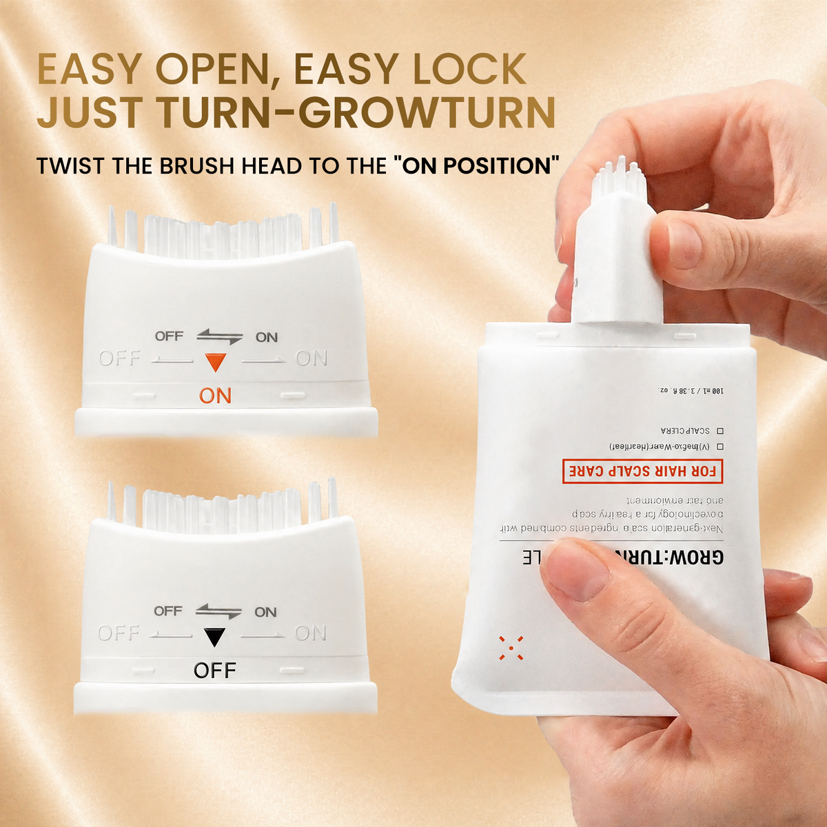 Growturn Hair Growth Serum Brush for Visible Hair Thickening and Growth