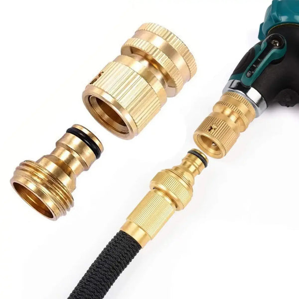 Solid Brass Garden Hose Quick Connector Set No Leak Water Hose Adapter