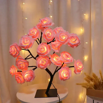 Rose Shaped USB Powered Table Lamp Night Light for Bedroom