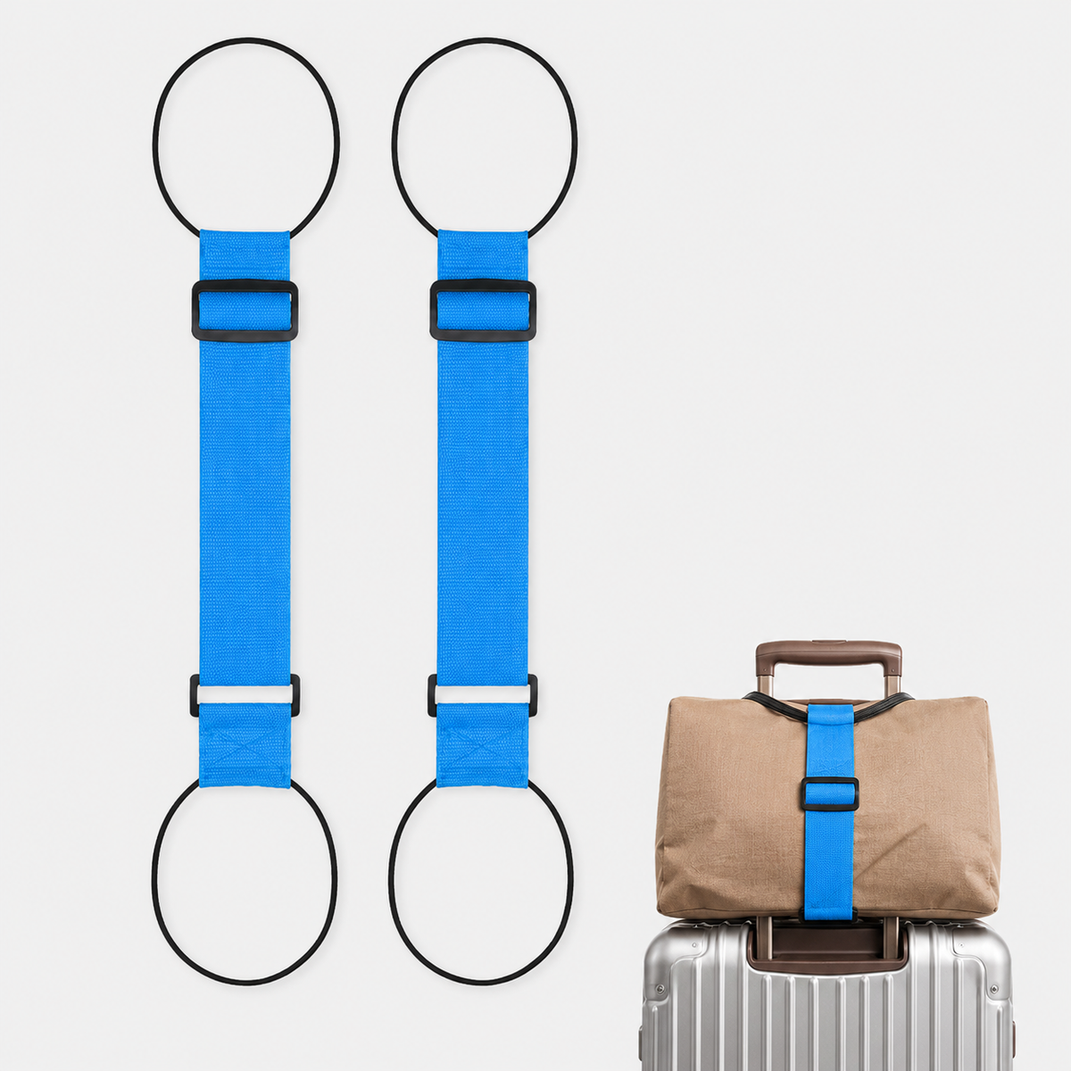 2-Pack Adjustable Rainbow Luggage Connector Straps