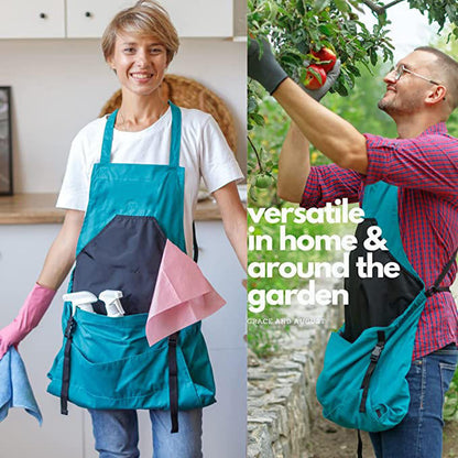Cross Back Gardening Apron With Deep Kangaroo Release Pockets