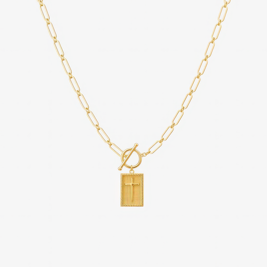 The Eternal Cross Pendant Necklace - 14k Gold Plated Stainless Steel
