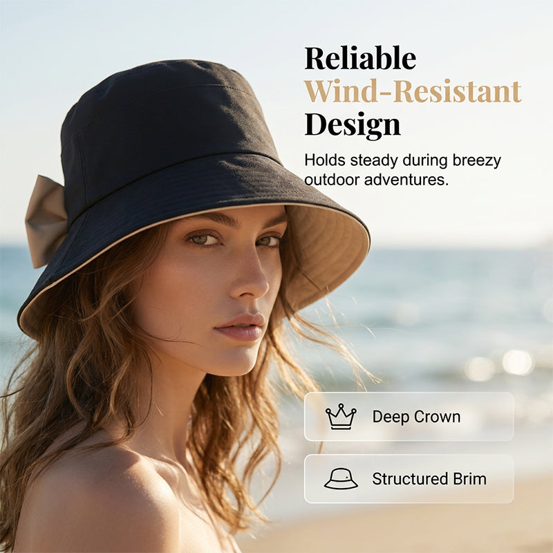 👒 Women’s Bowknot Wide Brim Foldable Sun Hat for 360° Sun Protection