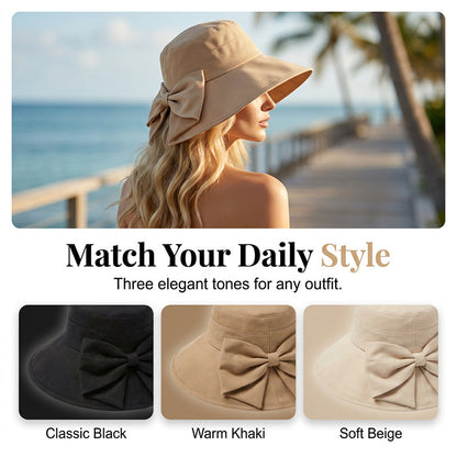 👒 Women’s Bowknot Wide Brim Foldable Sun Hat for 360° Sun Protection