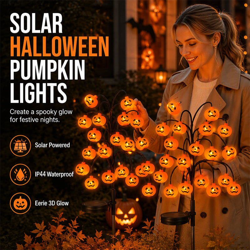 Waterproof Halloween Pumpkin Solar Branch String Lights