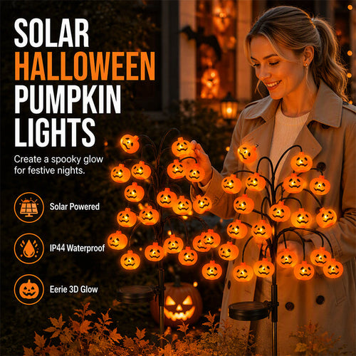 Waterproof Halloween Pumpkin Solar Branch String Lights