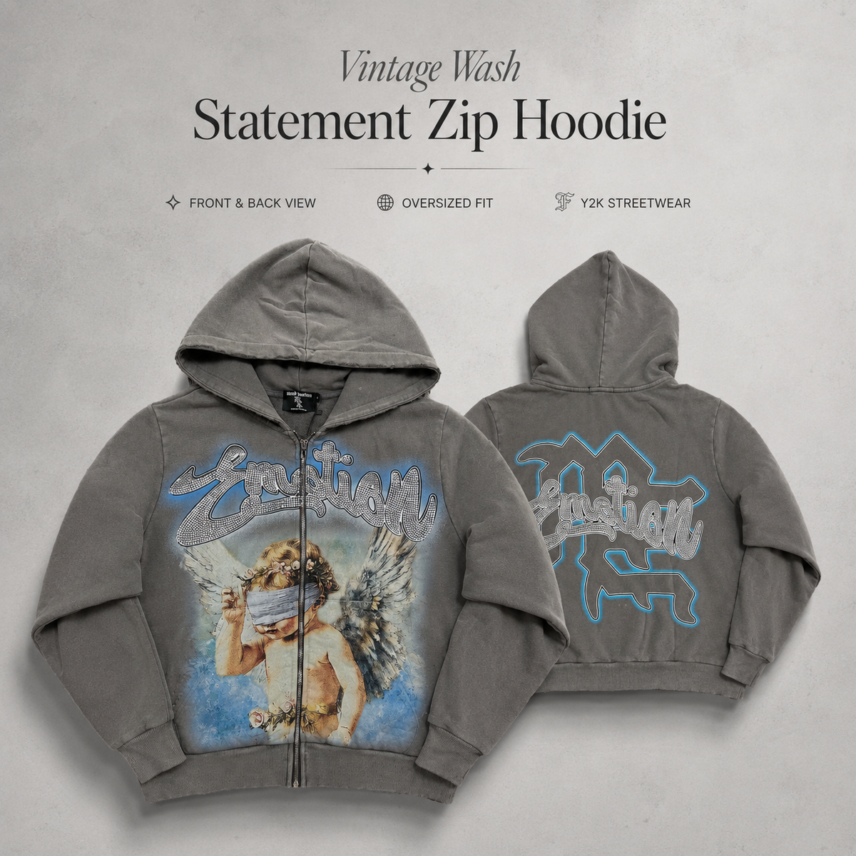 Femmekin Vintage Wash Statement Zip Hoodie